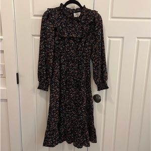 Bohme midi long sleeve floral print dress